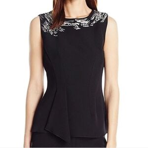 NWT Anne Klein rhinestone and sequin embroidered collar cascade front holiday to
